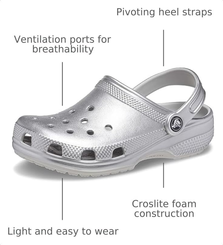 image:imageCrocs Kids Classic Glitter ClogSilver Metallic