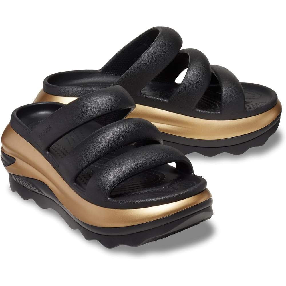image:imageCrocs unisexadult Mega Crush Triple Strap SandalBlackGold Metallic