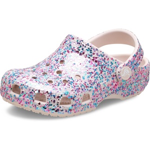 Crocs Kids’ Classic Glitter Clog(Cocoa Crème)