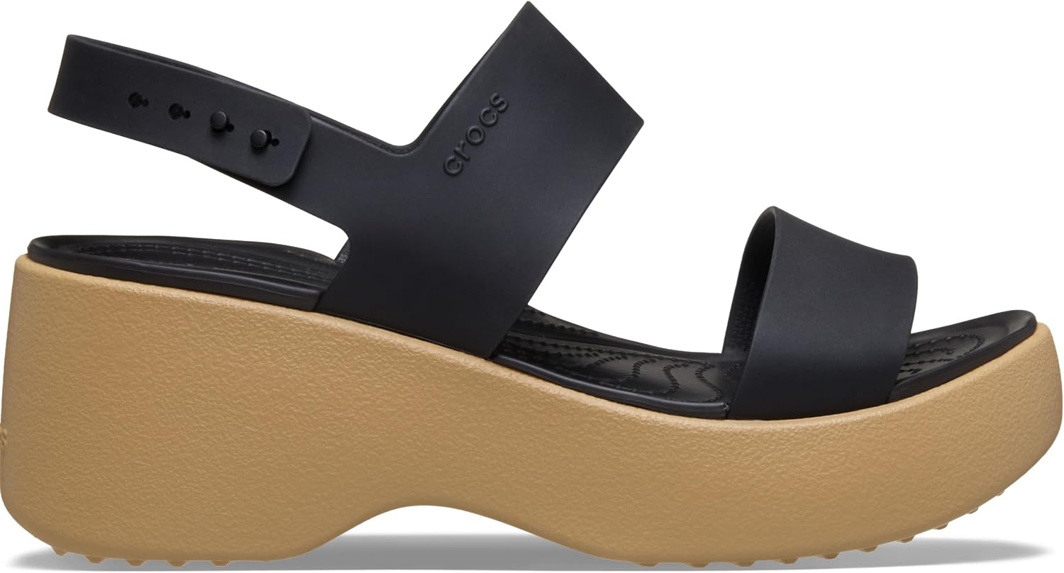 image:imageCrocs Brooklyn Sky Sandals Wedge SandalsBlackCashew