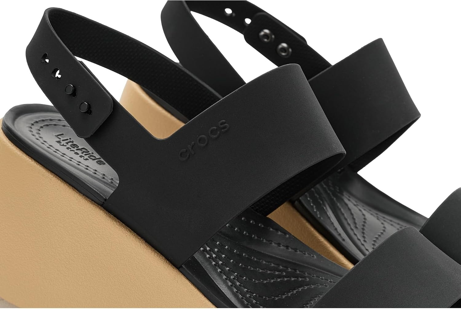 image:imageCrocs Brooklyn Sky Sandals Wedge SandalsBlackCashew