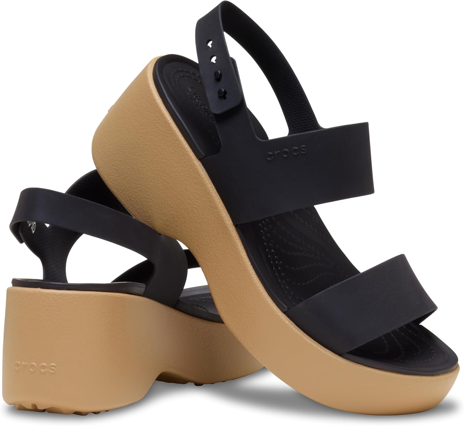 image:imageCrocs Brooklyn Sky Sandals Wedge SandalsBlackCashew