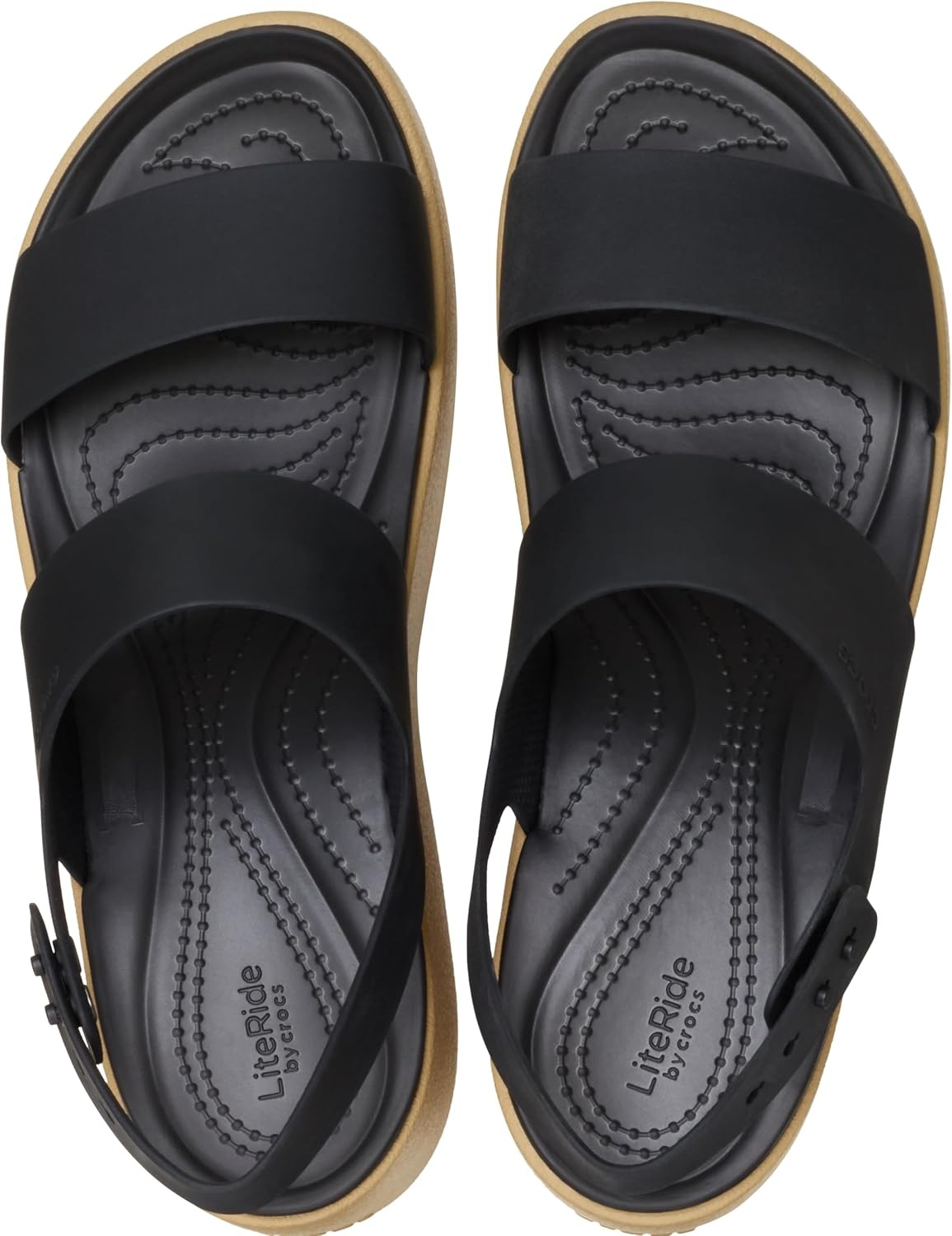 image:imageCrocs Brooklyn Sky Sandals Wedge SandalsBlackCashew