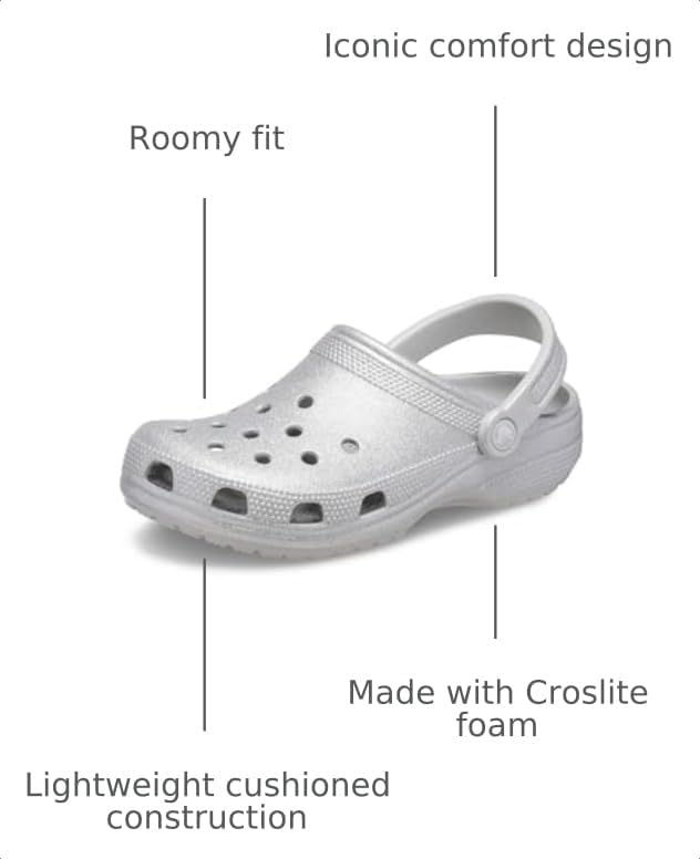 image:imageCrocs Classic Clogs GlitterSilver Glitter