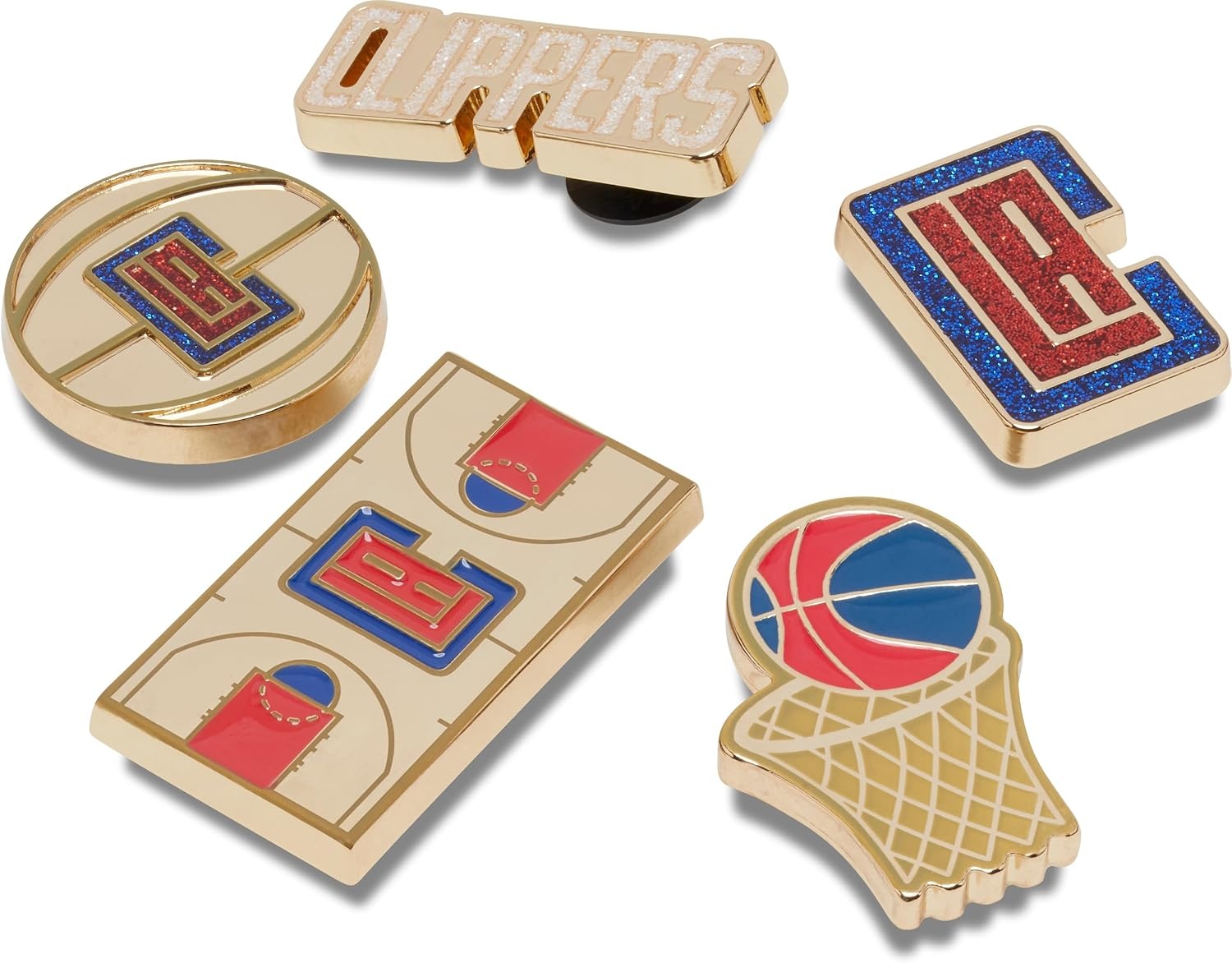 image:imageCrocs Jibbitz Shoe Charms NBA Basketball Teams Sports Collection Multi PacksLos Angeles Clippers Gold