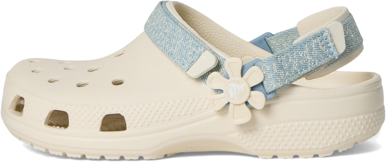 image:imageCrocs Kids Classic Denim Floral Backstrap Clogs Little KidBig KidSummit White