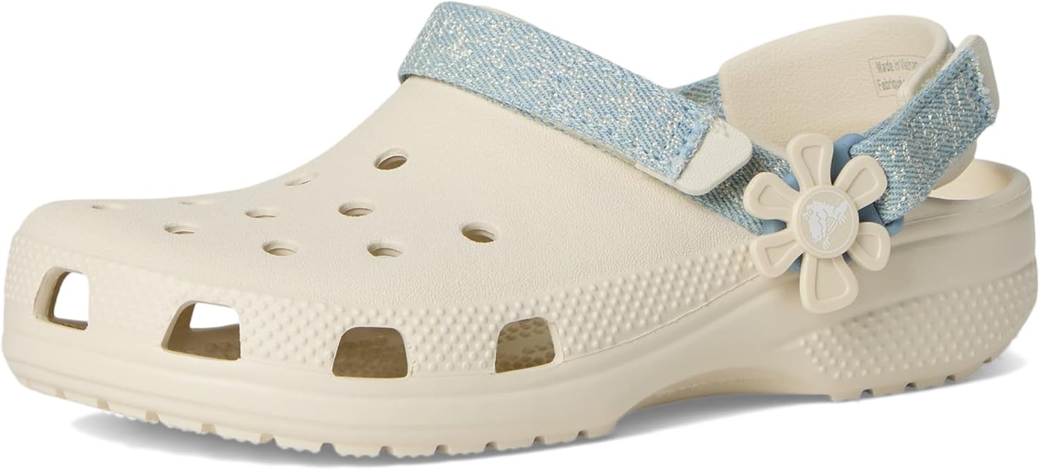image:imageCrocs Kids Classic Denim Floral Backstrap Clogs Little KidBig KidSummit White
