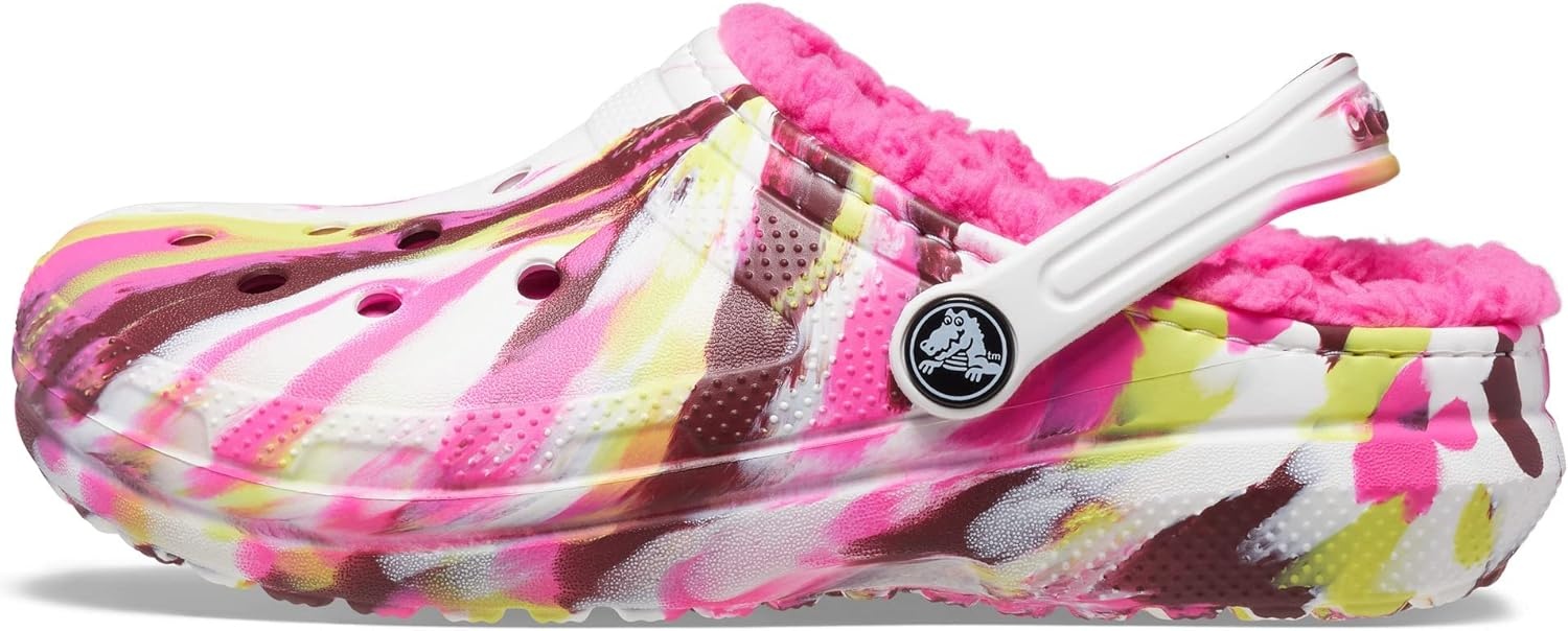 image:imageCrocs Kids Classic Lined ClogElectric PinkMulti Marbled Tiedye