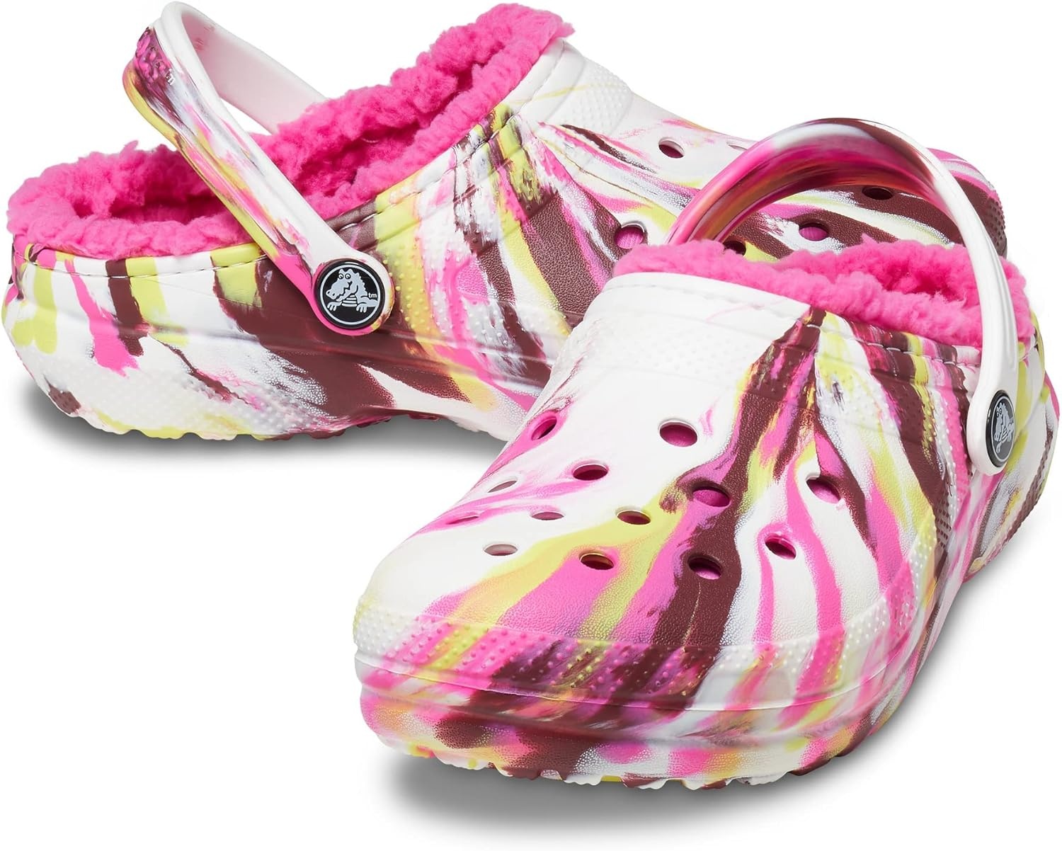 image:imageCrocs Kids Classic Lined ClogElectric PinkMulti Marbled Tiedye
