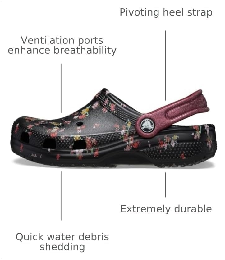 image:imageCrocs Kids Classic Seasonal Graphic ClogsBlackMulti Ditsy Floral
