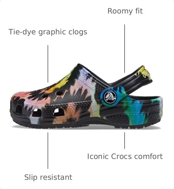 image:imageCrocs Kids Classic Tie Dye ClogsBlackBlack