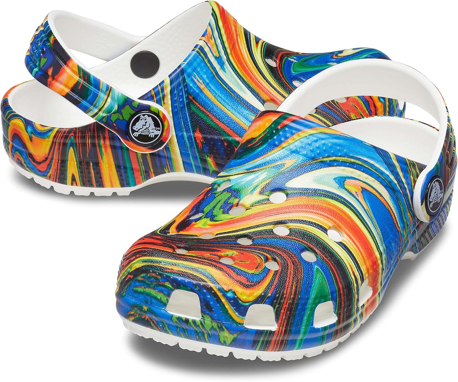image:imageCrocs Kids Classic Tie Dye ClogsBright CobaltWhite