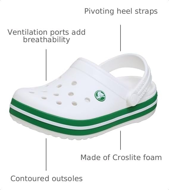 image:imageCrocs Kids Crocband ClogsWhiteGreen Ivy