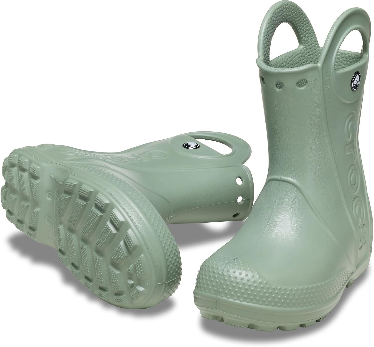 image:imageCrocs Kids Handle It Rain Boots Waterproof Slip On Shoes Kids Rain BootsMoss