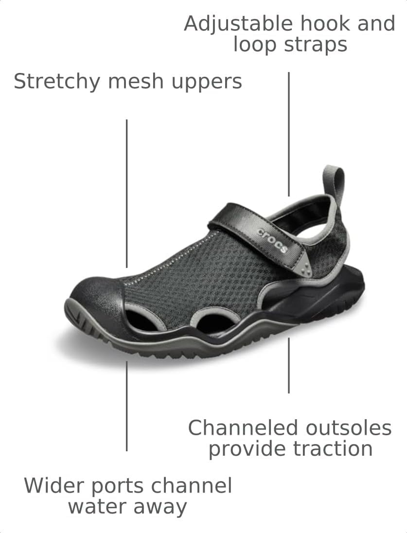 image:imageCrocs Mens Swiftwater Mesh Deck SandalsBlack