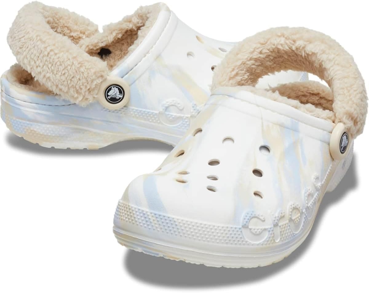 image:imageCrocs Unisex Adult Baya Lined Fuzz Strap ClogsWhiteMulticolor