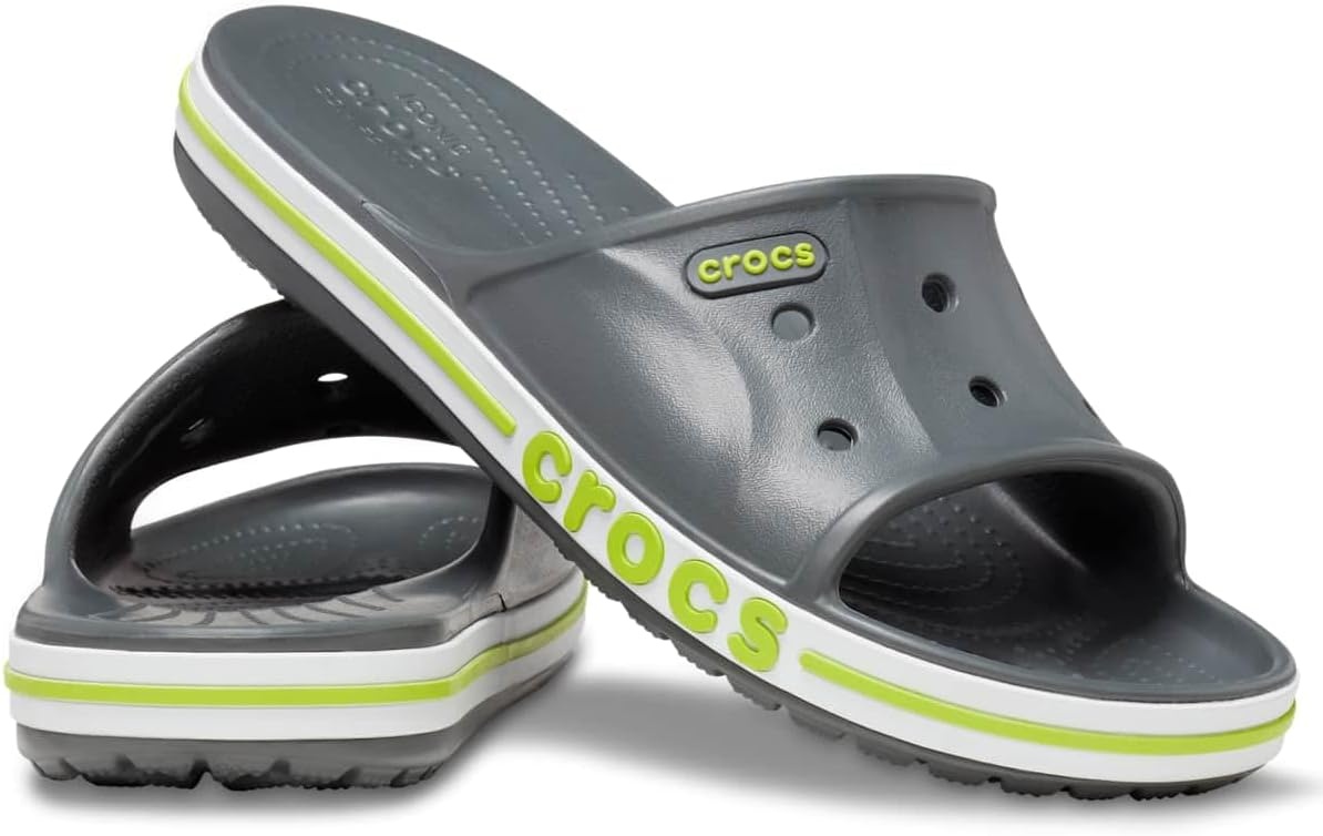 image:imageCrocs Unisex Adult Bayaband Slide SandalsSlate GreyLime Punch