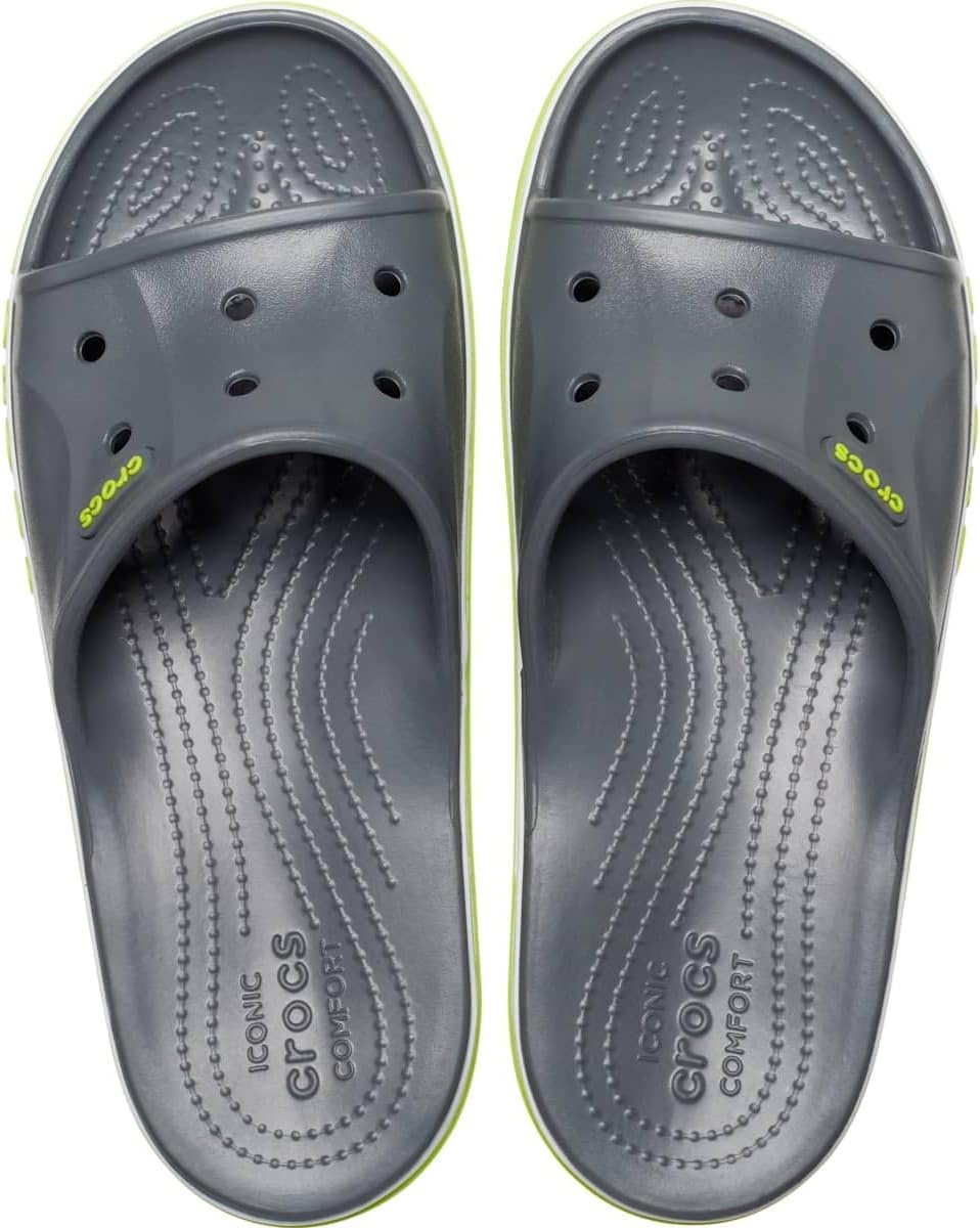 image:imageCrocs Unisex Adult Bayaband Slide SandalsSlate GreyLime Punch