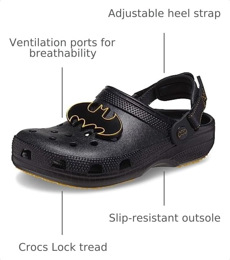 image:imageCrocs Unisex Adult Classic Adjustable Batman ClogsBlack