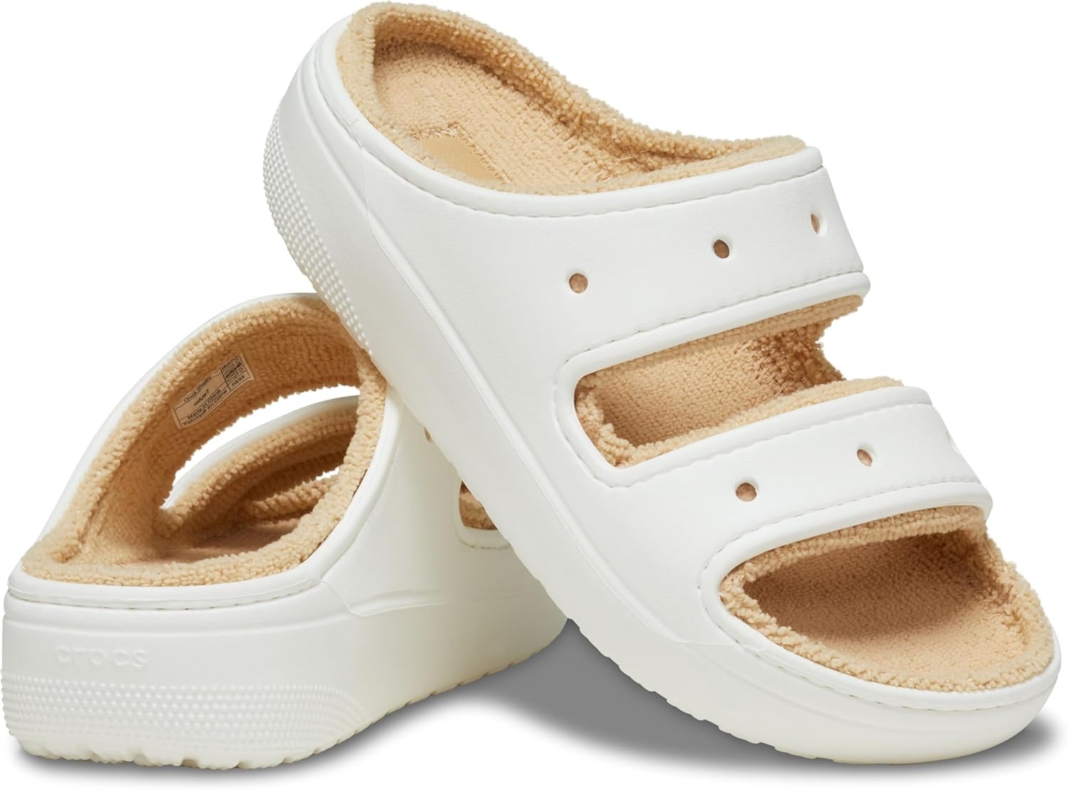 image:imageCrocs Unisex Adult Classic Cozzzy Towel Sandals Fuzzy Slippers and SlidesWhite