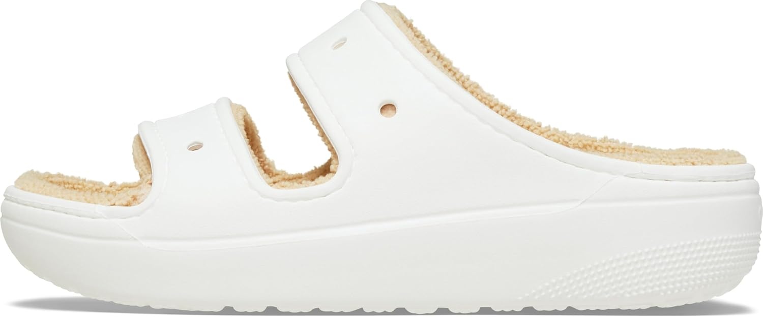 image:imageCrocs Unisex Adult Classic Cozzzy Towel Sandals Fuzzy Slippers and SlidesWhite