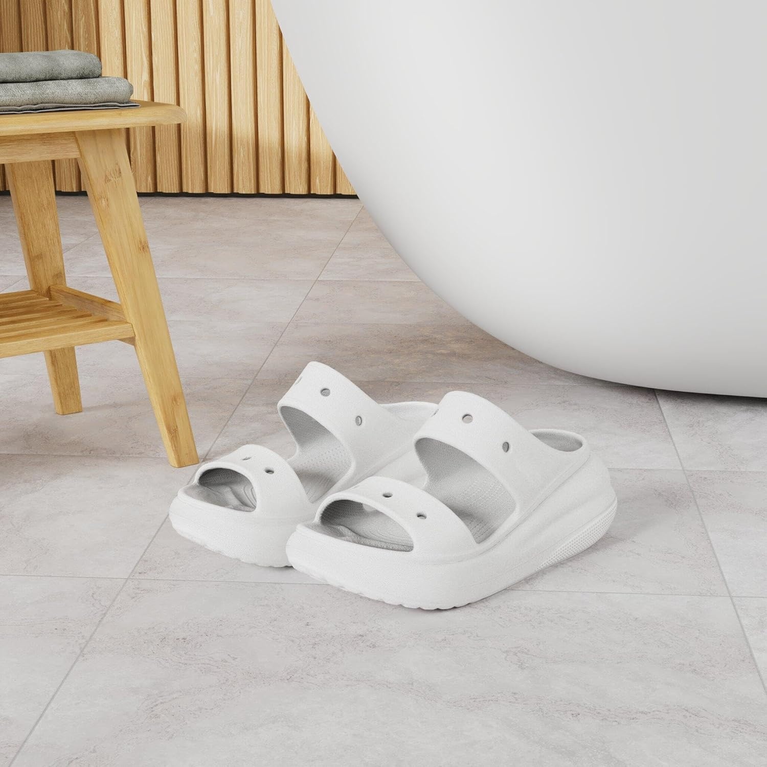 image:imageCrocs Unisex Adult Classic Crush SandalsWhite