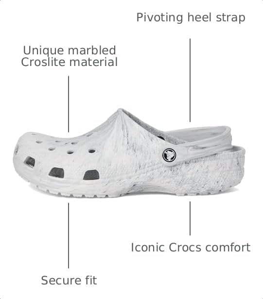 image:imageCrocs Unisex Adult Classic Marbled Tiedye ClogsGrey Swirl