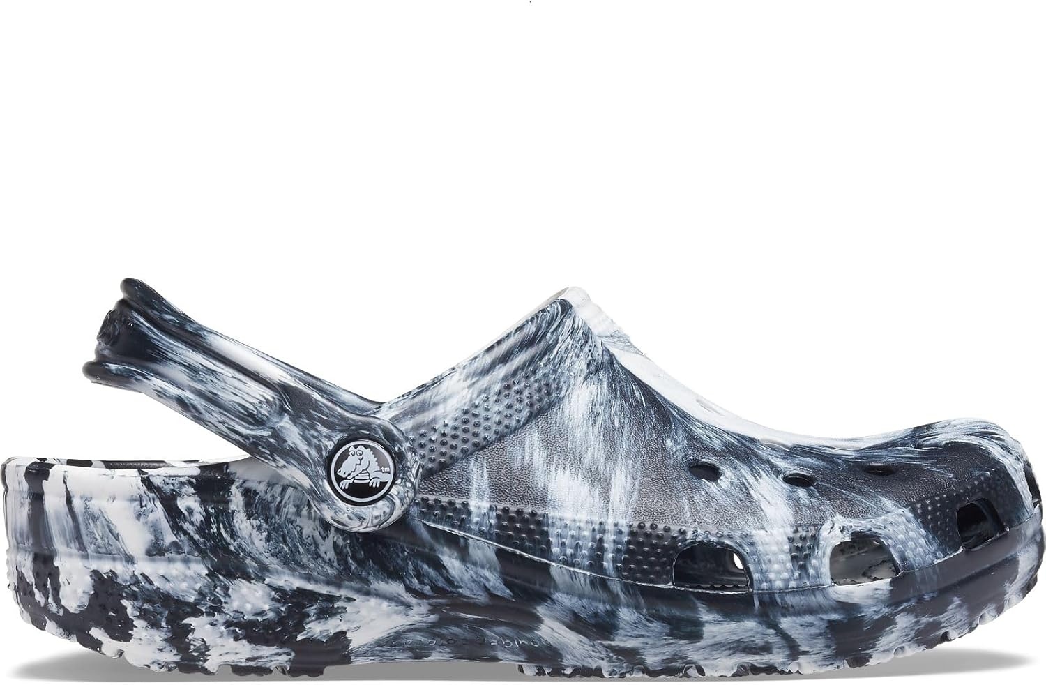 image:imageCrocs Unisex Adult Classic Marbled Tiedye ClogsWhiteBlack