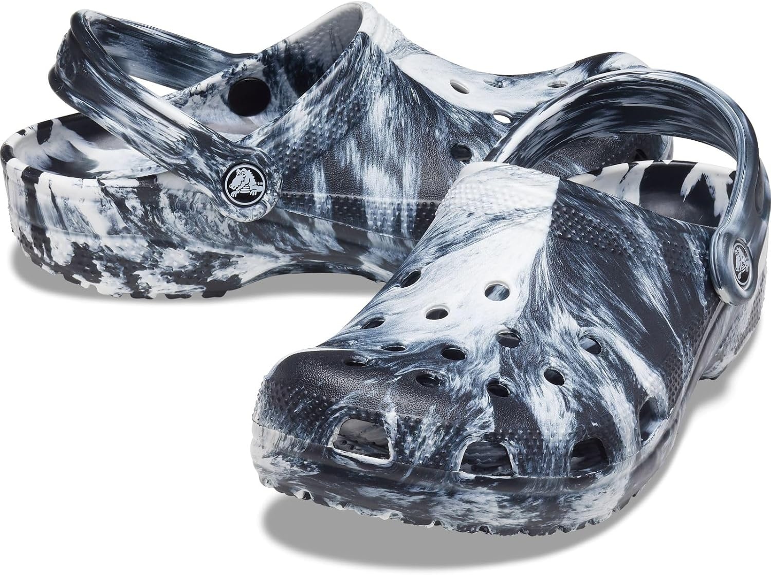 image:imageCrocs Unisex Adult Classic Marbled Tiedye ClogsWhiteBlack