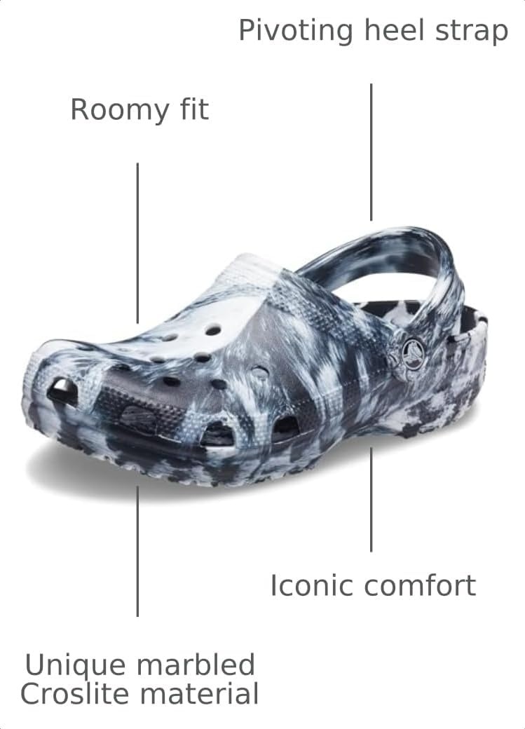 image:imageCrocs Unisex Adult Classic Marbled Tiedye ClogsWhiteBlack