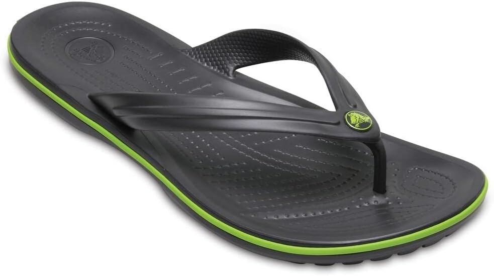 image:imageCrocs Unisex Adult Crocband Flip Flop SandalGraphiteVolt Green