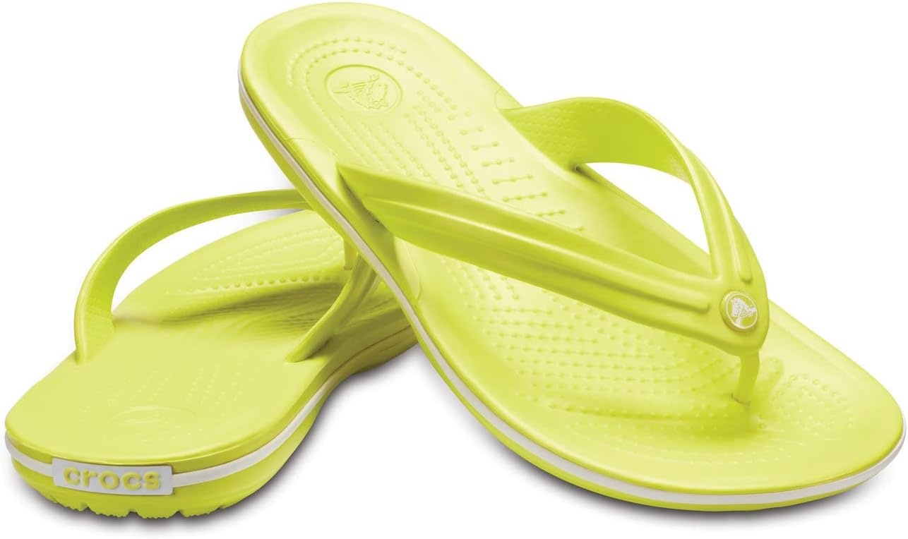 image:imageCrocs Unisex Adult Crocband Flip Flop SandalTennis Ball GreenWhite