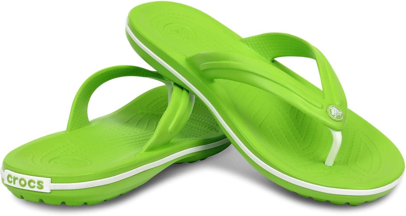 image:imageCrocs Unisex Adult Crocband Flip Flop SandalVolt GreenWhite
