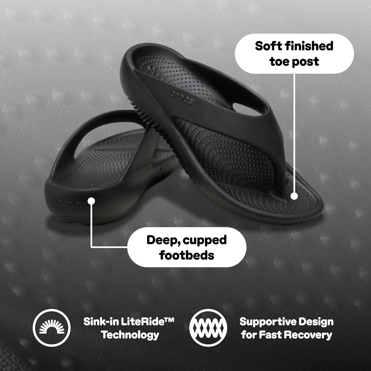 image:imageCrocs Unisex Adult Mellow Recovery Flip FlopsBlack