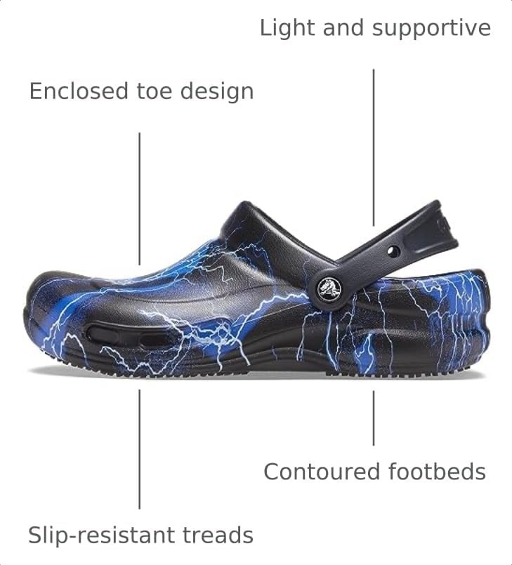 image:imageCrocs UnisexAdult Bistro Graphic Clogs Slip Resistant Work ShoesBlackLightning