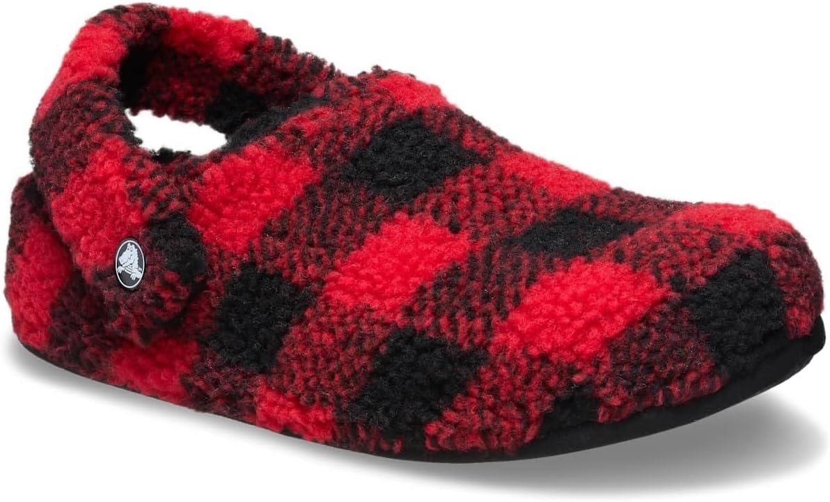 image:imageCrocs UnisexAdult Classic Cozzzy Lined SlipperBuffalo Plaid Varsity RedBlack