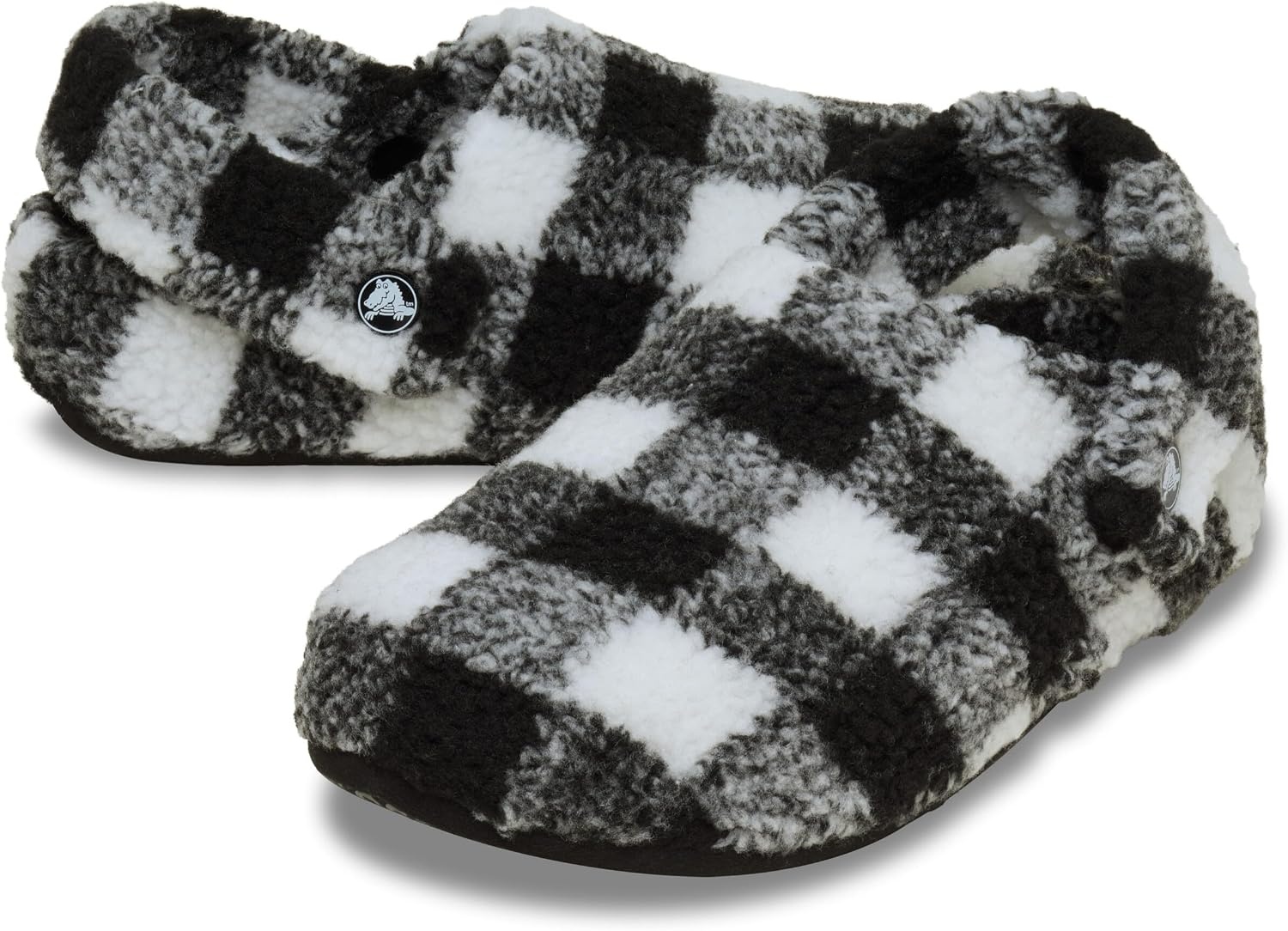 image:imageCrocs UnisexAdult Classic Cozzzy Lined SlipperBuffalo PlaidVarsity BlackWhite