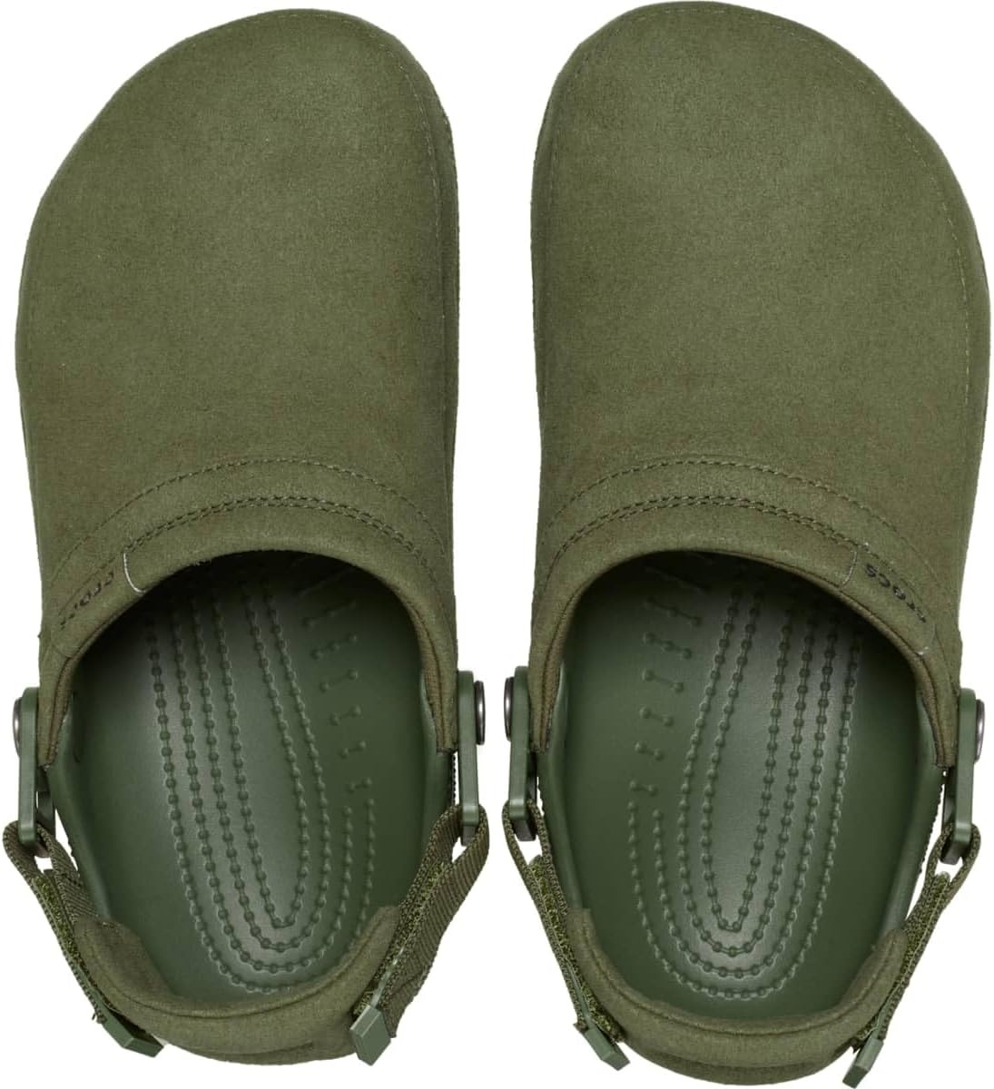 image:imageCrocs UnisexAdult Classic Crafted Canvas amp Suede ClogsArmy Green Suede