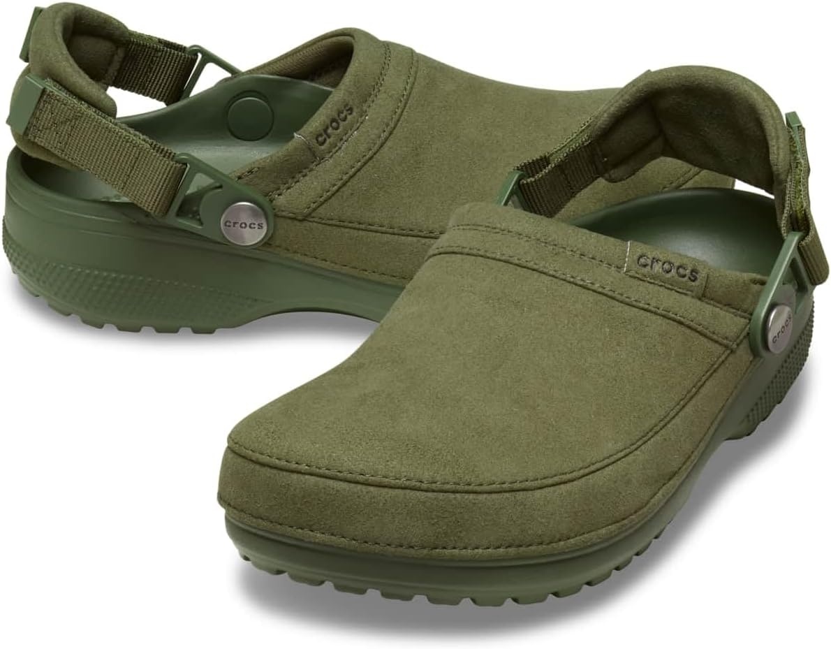 image:imageCrocs UnisexAdult Classic Crafted Canvas amp Suede ClogsArmy Green Suede