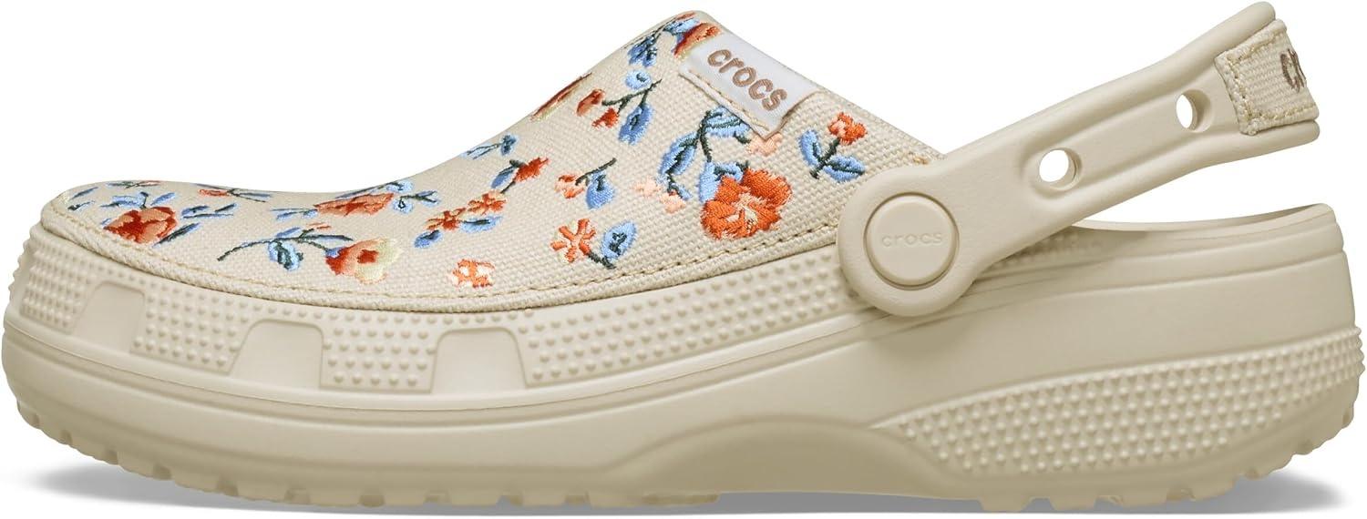 image:imageCrocs UnisexAdult Classic Crafted Canvas amp Suede ClogsFloral Frapp