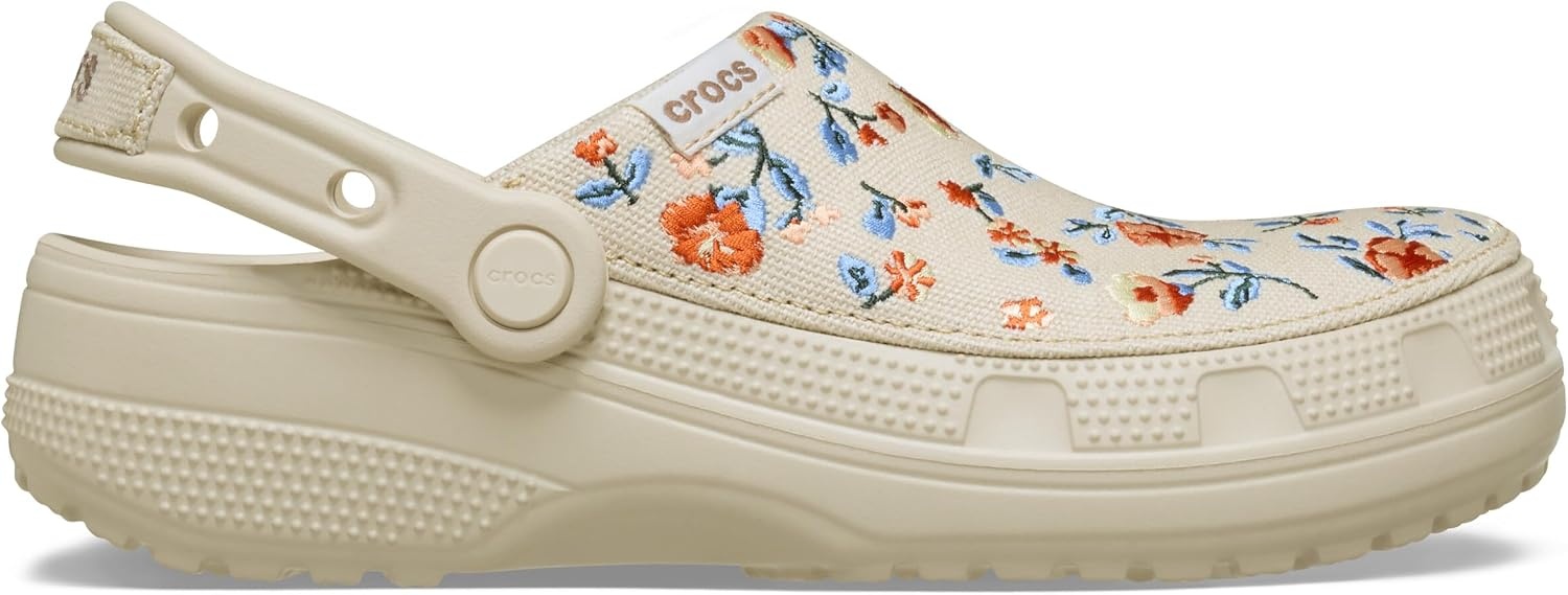 image:imageCrocs UnisexAdult Classic Crafted Canvas amp Suede ClogsFloral Frapp