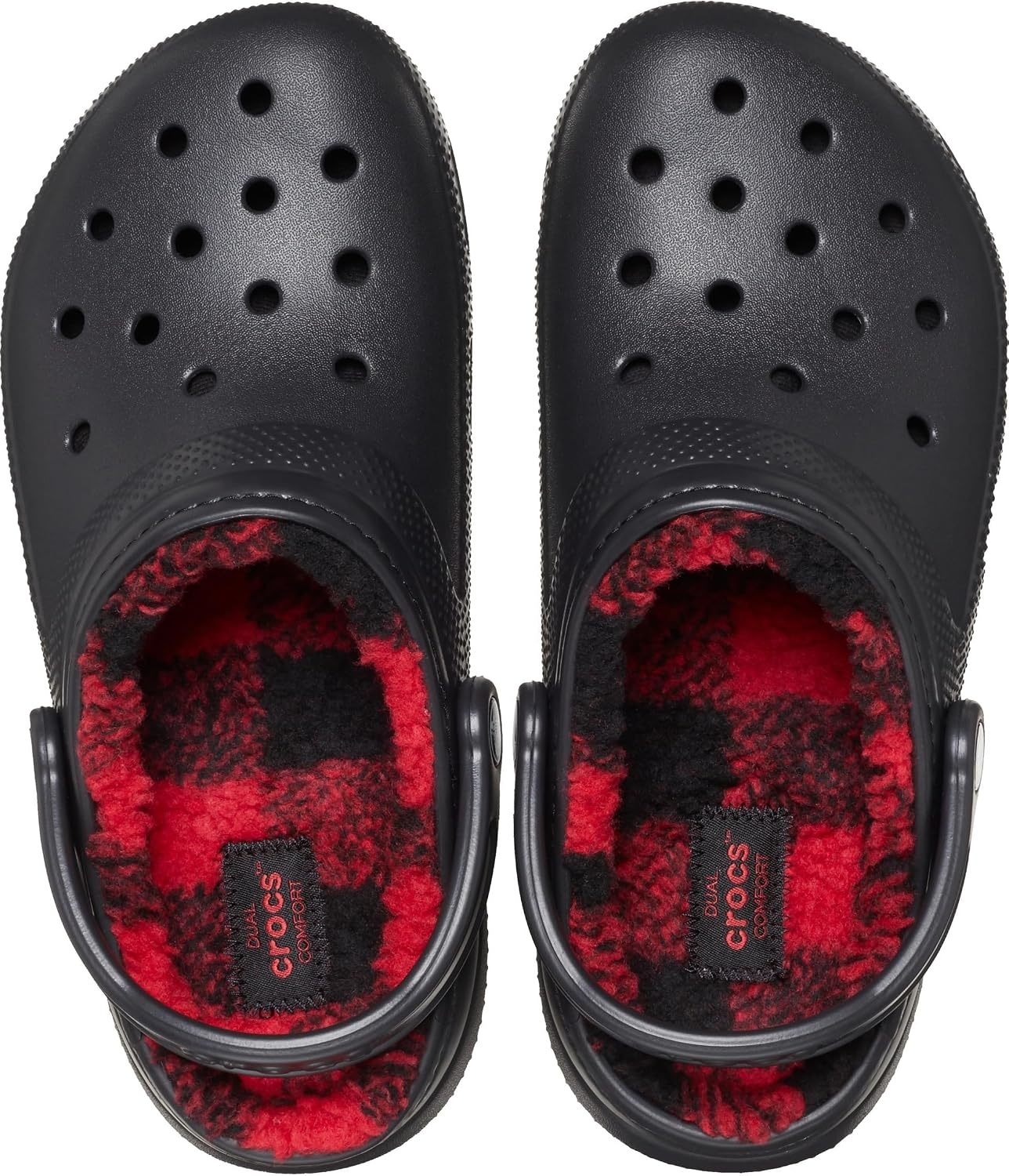 image:imageCrocs UnisexAdult Classic Holiday Lined ClogsBuffalo PlaidBlackVarsity Red