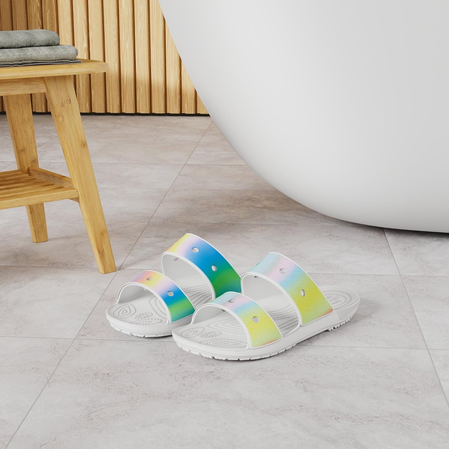 image:imageCrocs UnisexAdult Classic Slide SandalWhiteSpray Dye