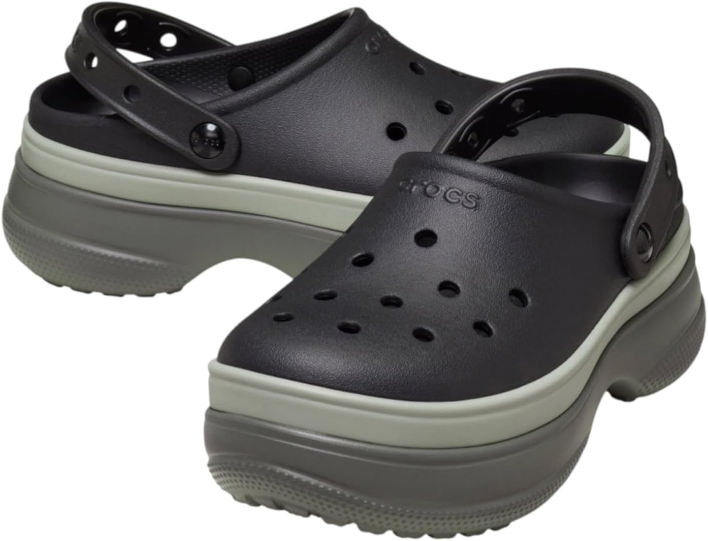 image:imageCrocs UnisexAdult Classic Stacked Clogs Platform PlatformBlackBlack