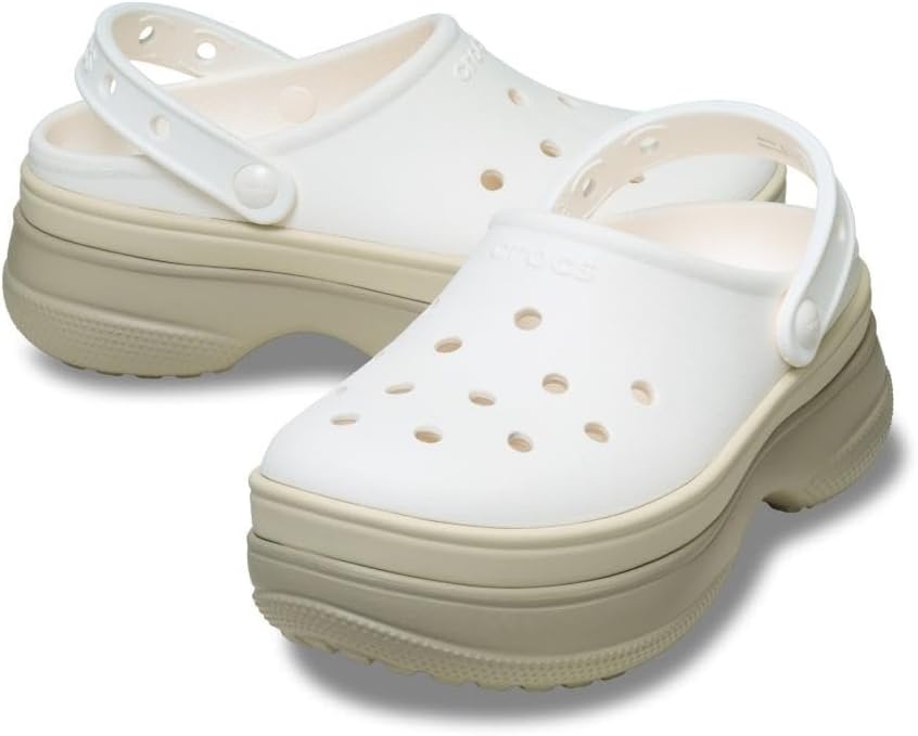 image:imageCrocs UnisexAdult Classic Stacked Clogs Platform PlatformChalk
