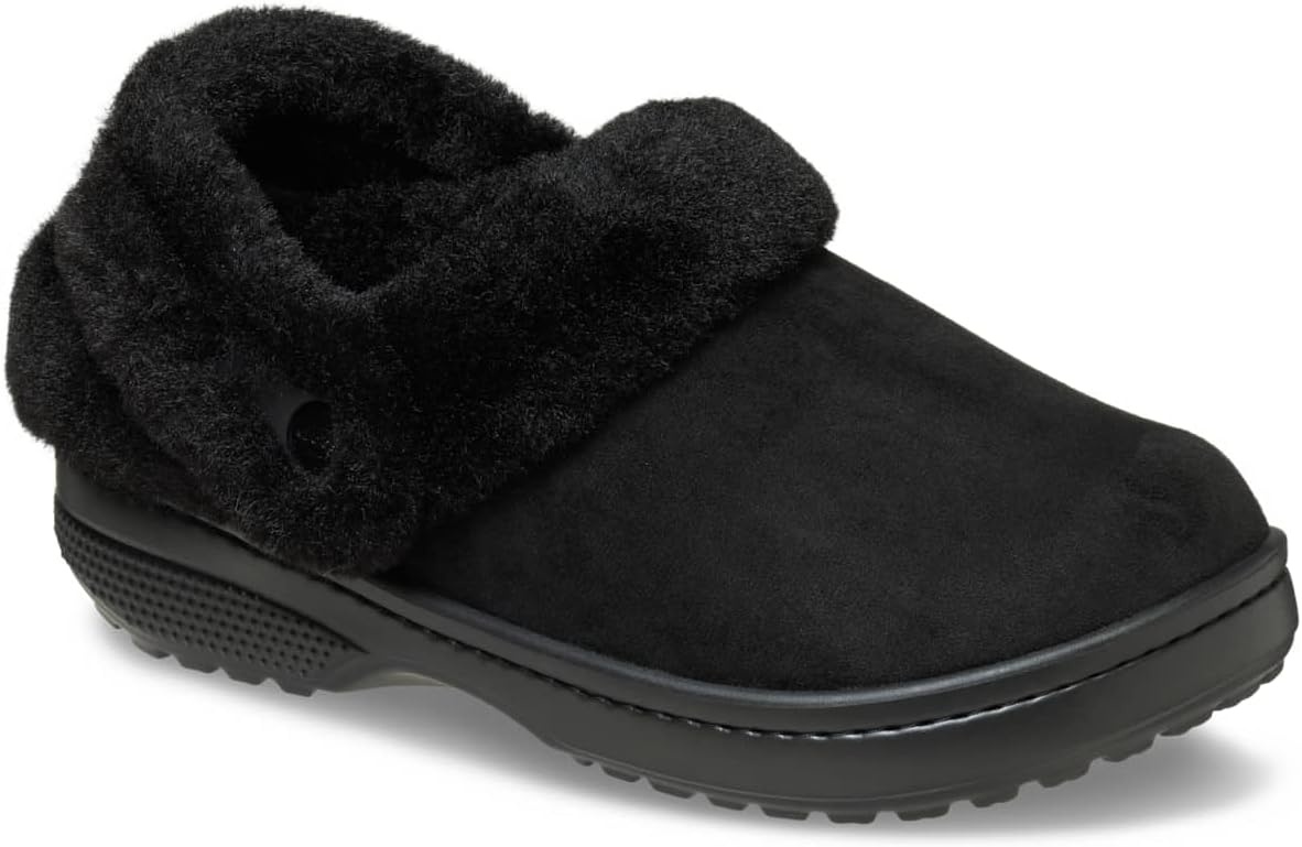 image:imageCrocs UnisexAdult Classic Unfurgettable Lined Clogs Fuzzy SlippersBlack Vegan Suede