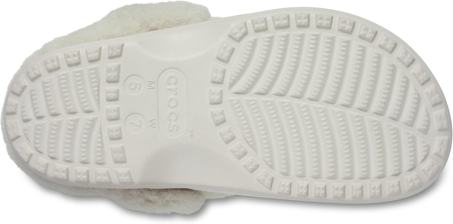 image:imageCrocs UnisexAdult Classic Unfurgettable Lined Clogs Fuzzy SlippersCocoa Crme Suede