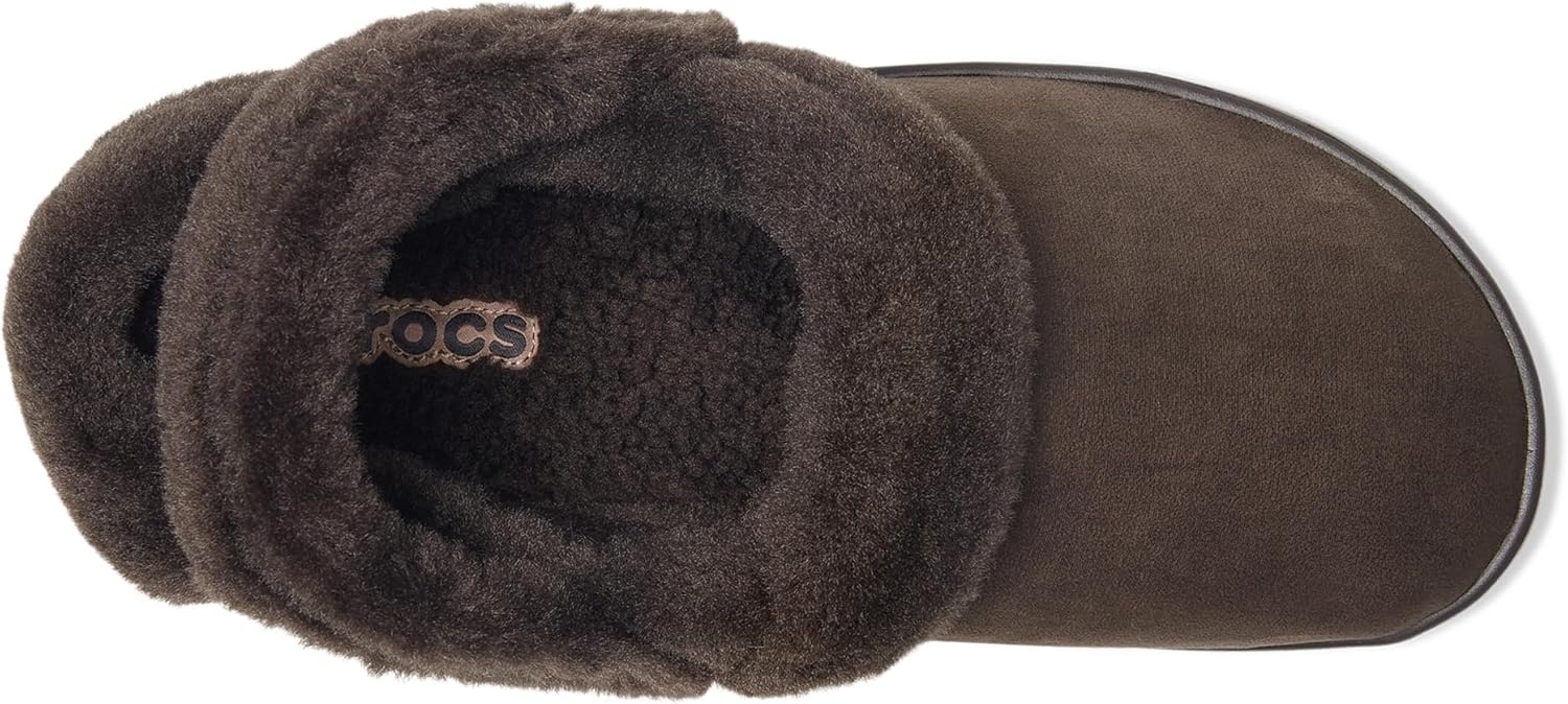 image:imageCrocs UnisexAdult Classic Unfurgettable Lined Clogs Fuzzy SlippersEspresso Vegan Suede