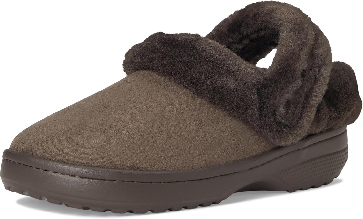 image:imageCrocs UnisexAdult Classic Unfurgettable Lined Clogs Fuzzy SlippersEspresso Vegan Suede