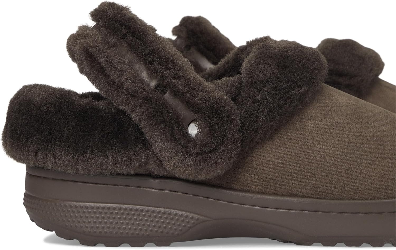 image:imageCrocs UnisexAdult Classic Unfurgettable Lined Clogs Fuzzy SlippersEspresso Vegan Suede